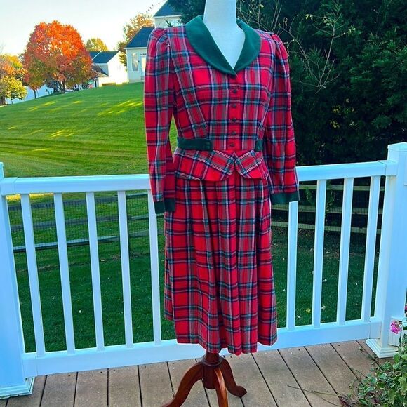 Petite Lanz Made USA Christmas Holiday flannel Vintage nightgown dress Womens 12 - Picture 2 of 16